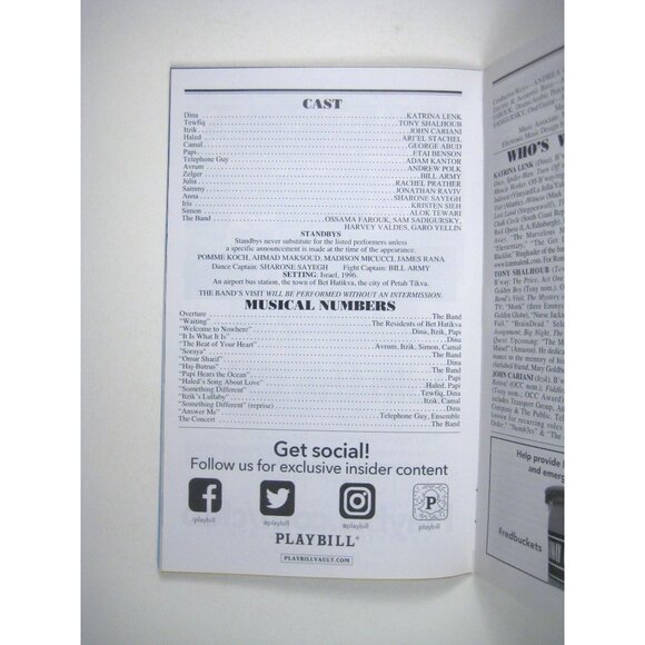 Bands Visit Playbill Barrymore Theatre 2018 Katrina Lenk Tony Shalhoub Abud - Picture 5 of 7